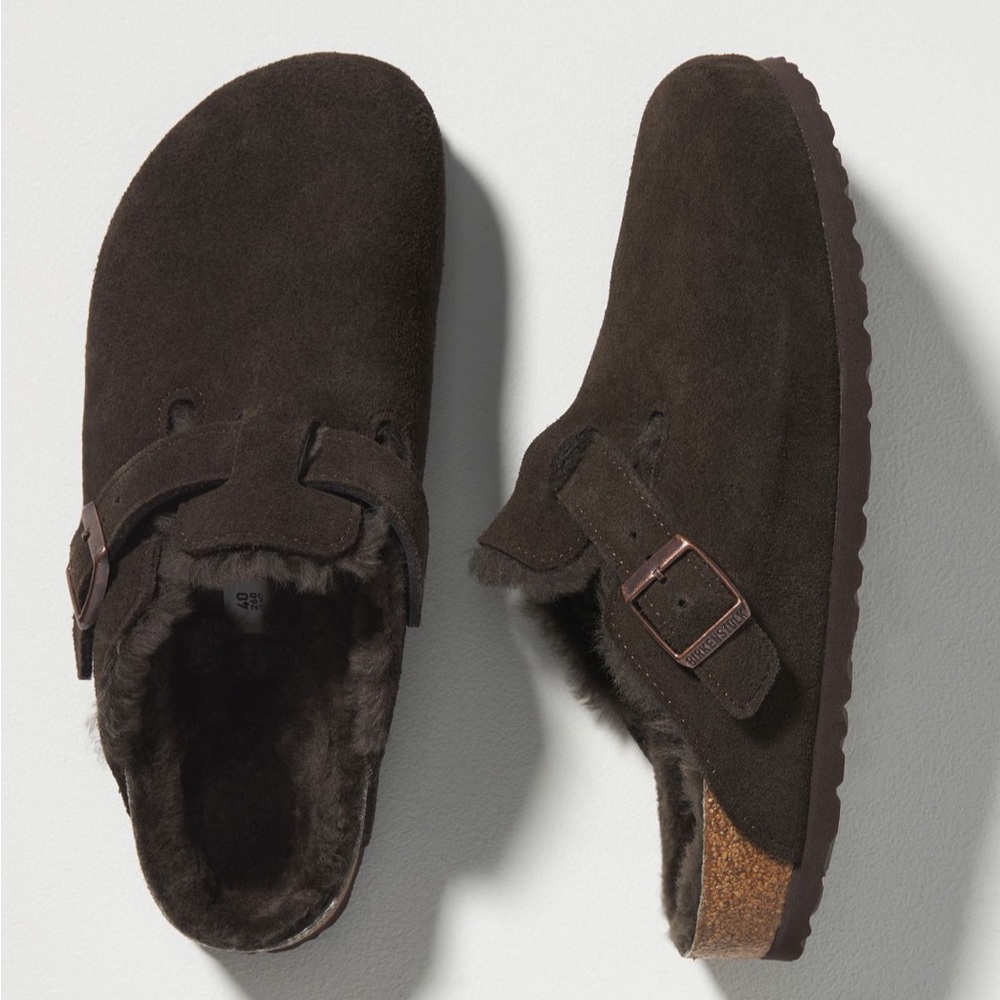 Birkenstock Brown Suede clogs with Fur Lining